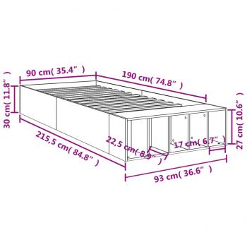 Bettgestell Betongrau 90x190 cm Holzwerkstoff