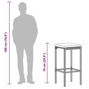 5-tlg. Gartenbar-Set Grau Massivholz Akazie und Poly Rattan