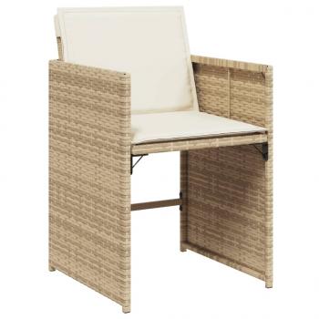 13-tlg. Garten-Essgruppe mit Kissen Beige Poly Rattan