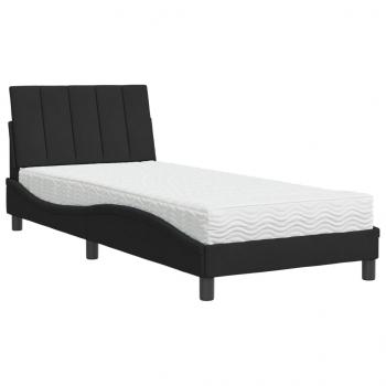 Bett mit Matratze Schwarz 90x200 cm Samt