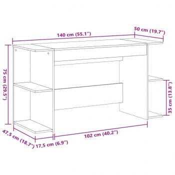 Schreibtisch Räuchereiche 140x50x75 cm Holzwerkstoff