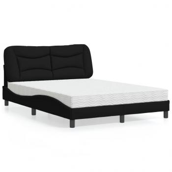 ARDEBO.de - Bett mit Matratze Schwarz 120x200 cm Stoff