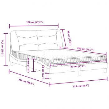 Bett mit Matratze Schwarz 120x200 cm Stoff