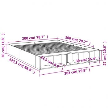 Bettgestell Räuchereiche 200x200 cm Holzwerkstoff