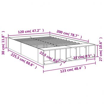 Bettgestell Sonoma-Eiche 120x200 cm Holzwerkstoff