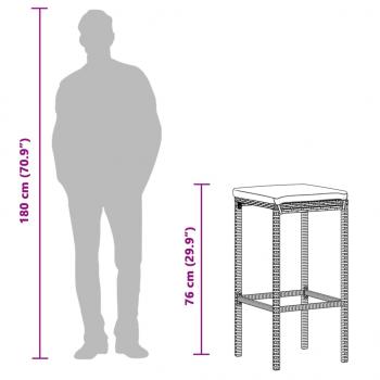 5-tlg. Gartenbar-Set Schwarz Massivholz Akazie und Poly Rattan