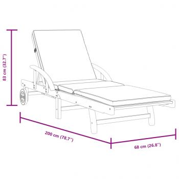 Sonnenliegen 2 Stk. mit Auflagen 200x68x83 cm Massivholz Akazie