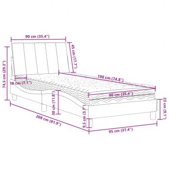 Bett mit Matratze Dunkelgrau 90x190 cm Samt