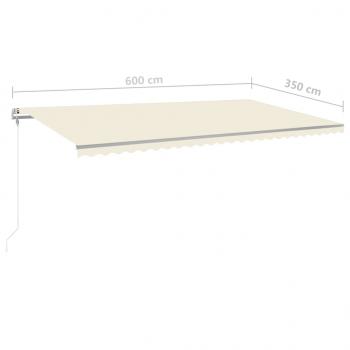 Markise Manuell Einziehbar mit LED 6x3,5 m Creme