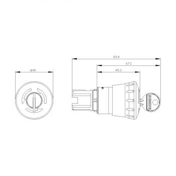 Siemens 3SU1000-1HF20-0AA0 NOT-HALT-Pilzdrucktaster, 22 mm, rund, Kunststoff, rot, 40 mm, mit Schloss RONIS, Schließ-Nr. SB30