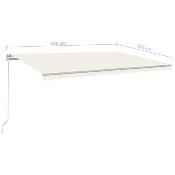 Markise Manuell Einziehbar mit LED 500x350 cm Creme