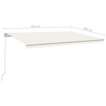 Markise Manuell Einziehbar mit LED 500x300 cm Creme