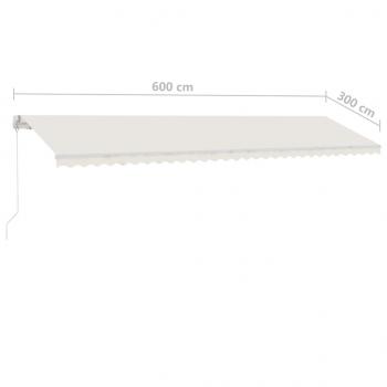 Markise Manuell Einziehbar mit LED 600x300 cm Creme