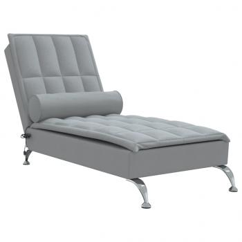 Massage-Chaiselongue mit Nackenrolle Hellgrau Stoff