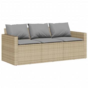 2-tlg. Garten-Essgruppe mit Kissen Beige Poly Rattan