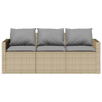 2-tlg. Garten-Essgruppe mit Kissen Beige Poly Rattan