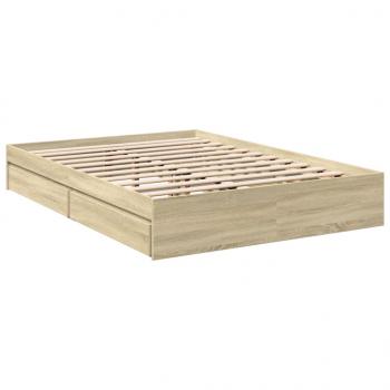 Bettgestell mit Schubladen Sonoma-Eiche 135x190cm Holzwerkstoff