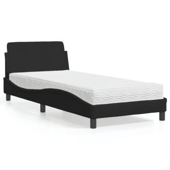 ARDEBO.de - Bett mit Matratze Schwarz 90x190 cm Stoff