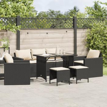 ARDEBO.de - 6-tlg. Garten-Sofagarnitur mit Kissen Schwarz Poly Rattan