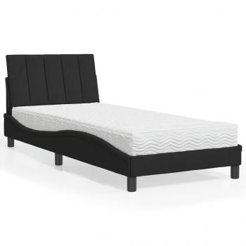 ARDEBO.de - Bett mit Matratze Schwarz 90x190 cm Samt