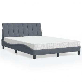 ARDEBO.de - Bett mit Matratze Dunkelgrau 140x190 cm Samt