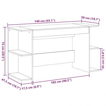 Schreibtisch Braun Eichen-Optik 140x50x75 cm Holzwerkstoff