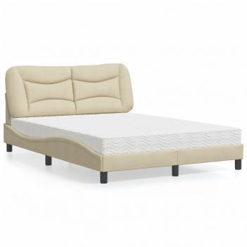 ARDEBO.de - Bett mit Matratze Creme 140x190 cm Stoff