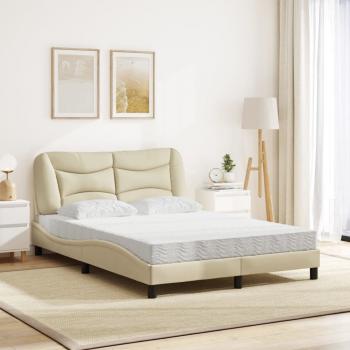 Bett mit Matratze Creme 140x190 cm Stoff