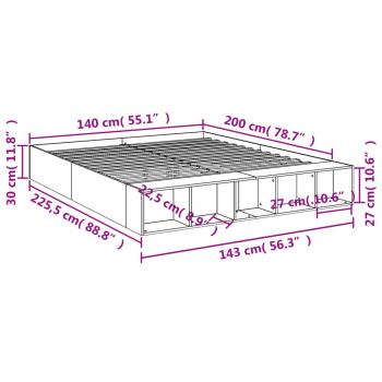 Bettgestell Schwarz 140x200 cm Holzwerkstoff