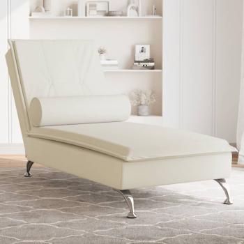 ARDEBO.de - Massage-Chaiselongue mit Nackenrolle Creme Samt