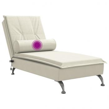 Massage-Chaiselongue mit Nackenrolle Creme Samt