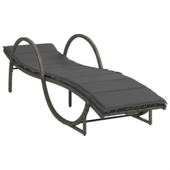 Sonnenliegen 2 Stk. mit Tisch Grau Poly Rattan