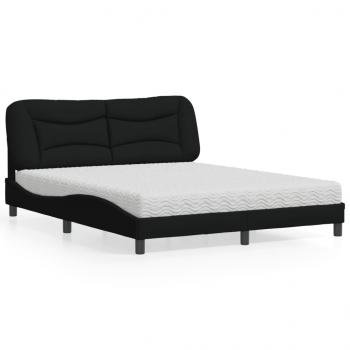 ARDEBO.de - Bett mit Matratze Schwarz 160x200 cm Stoff