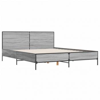 Bettgestell Grau Sonoma 135x190 cm Holzwerkstoff und Metall