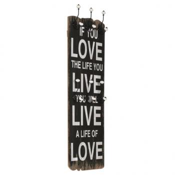 ARDEBO.de - Wandgarderobe mit 6 Haken 120 x 40 cm "LOVE LIVE" 