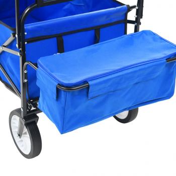 Klappbarer Handwagen mit Sonnendach Stahl Blau