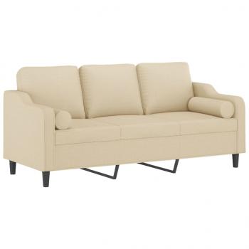 3-Sitzer-Sofa mit Zierkissen Creme 180 cm Stoff