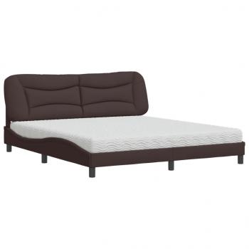 ARDEBO.de - Bett mit Matratze Dunkelbraun 180x200 cm Stoff