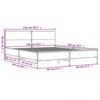 Bettgestell Schwarz 140x200 cm Holzwerkstoff und Metall