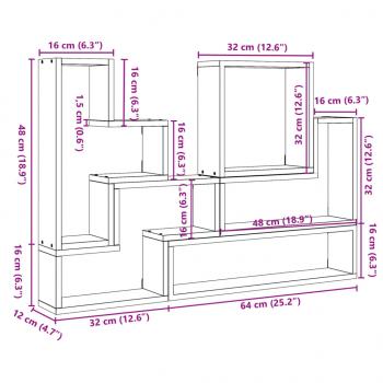 Wandregal Grau Sonoma 96x12x64 cm Holzwerkstoff