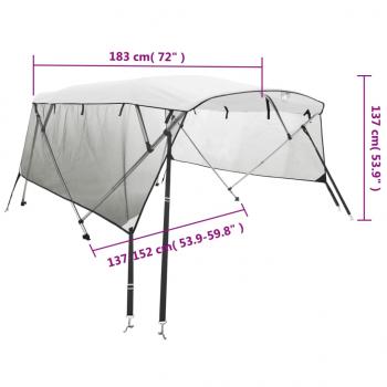 3-Bow Bimini-Top mit Mesh-Seitenteilen 183x(137-152)x137 cm