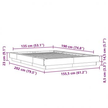 Bettgestell Braun Eichen-Optik 135x190 cm Holzwerkstoff