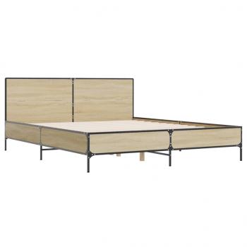 Bettgestell Sonoma-Eiche 140x190 cm Holzwerkstoff und Metall