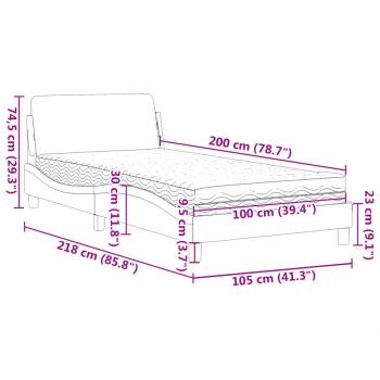 Bett mit Matratze Taupe 100x200 cm Stoff