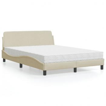 ARDEBO.de - Bett mit Matratze Creme 120x200 cm Stoff