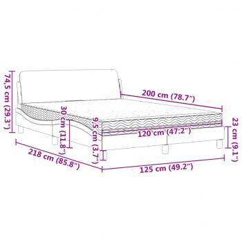 Bett mit Matratze Creme 120x200 cm Stoff