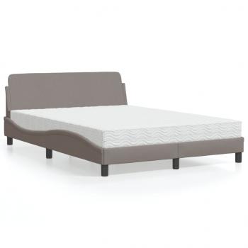 ARDEBO.de - Bett mit Matratze Taupe 140x190 cm Stoff