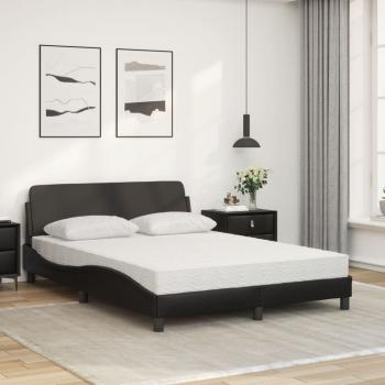 Bett mit Matratze Schwarz 140x190 cm Kunstleder