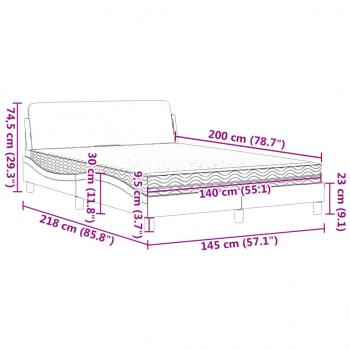 Bett mit Matratze Dunkelbraun 140x200 cm Stoff