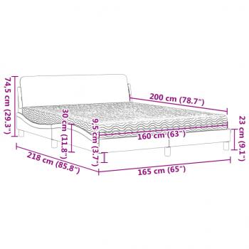 Bett mit Matratze Schwarz 160x200 cm Stoff